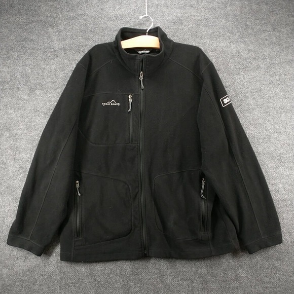 Eddie Bauer Men's EB230 Wind Resistant Full Zip Fleece Jacket Black XL Logo - Picture 2 of 15